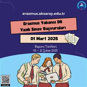 2024-2025 Bahar Dönemi Erasmus Yabancı Dil Yazılı Sınav Başvuruları